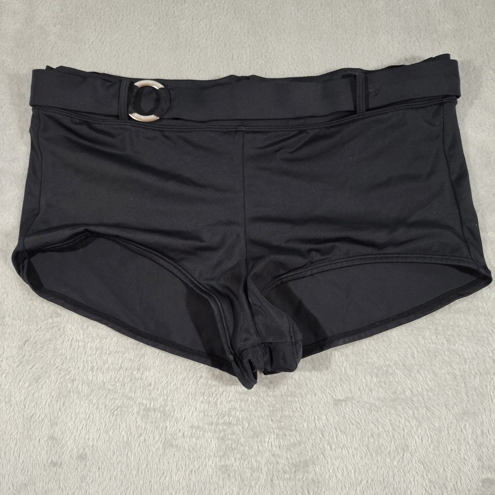 Nike Swim Shorts Women 14 Black Buckle Fitted Beach Training Front Lined Body Co